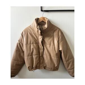 Kittenish leather puffer coat women's size medium